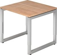 HAMMERBACHER Schreibtisch Schreibtisch O-Fu&szlig; eckig 80x80cm Nussbaum/Silber