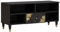 vidaXL TV-Schrank TV-Schr&auml;nk mit Regal Schwarz 100 x 33 x 46 cm Massivholz...
