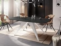 WFL GROUP Esstisch Fatina ausziehbarer rechteckig loft mit wei&szlig;en Metallbeinen...