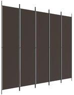 vidaXL Paravent, 5-tlg. Raumteiler Braun 250x220 cm Stoff