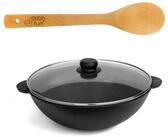 4BIG.fun Wok Wok &Oslash;28 cm Wokpfanne 3,7 L Glasdeckel Asia Grill, Gusseisen...