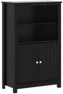 vidaXL Badezimmer-Set Badschrank BERG Schwarz 69,5x34x110 cm Massivholz Kiefer,