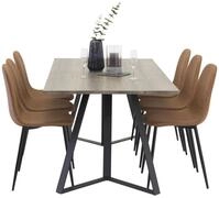 ebuy24 Essgruppe MarinaGRBL Essgruppe Esstisch El Holz dekor grau u, (7-tlg)