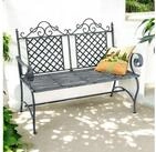 DanDiBo Gartenbank Wetterfest 2 Sitzer Metall Grau 120 cm Sitzbank Eisen Bank,...