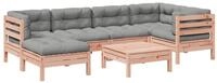 vidaXL Gartenlounge-Set 7-tlg. Garten-Sofagarnitur mit Kissen Massivholz...