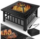KESSER Feuerschale, Feuerstelle mit Grillrost Grillzange Feuerschale 82x82x50 cm