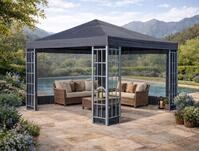 Quick Star Pavillon Rankpavillon 3x3m Anthrazit mit 2 Seitenteilen mit Fenster,...
