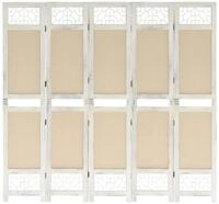 vidaXL Raumteiler 5-tlg. Raumteiler Creme 175x165 cm Stoff, 1-tlg.