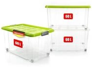 BigDean Aufbewahrungsbox 60 L mit Deckel gro&szlig; &ndash; robuste Stapelbox rollbar mit