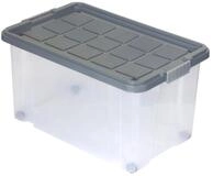 BigDean Allzweckkiste Eurobox mit Deckel und Rollen 60 x 40 x 33 cm stahlgrau...