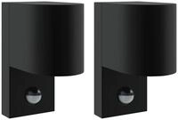 vidaXL Deckenleuchte Au&szlig;enwandleuchte 2 pcs Schwarz 12 x 7 x 15 cm Edelstahl