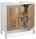 relaxdays Waschbeckenunterschrank mit Rattan T&uuml;re