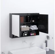 vidaXL Spiegelschrank Spiegelschrank f&uuml;rs Bad 80x15x60 cm Gl&auml;nzend Schwarz