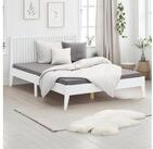 Homestyle4u Holzbett 140x200 Doppelbett Bettgestell Futonbett Wei&szlig; Holz mit...