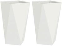 vidaXL Blumentopf Pflanzk&uuml;bel 2 pcs Wei&szlig; 40 x 40 x 75 cm Stahl (2 St)