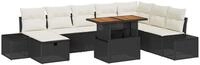 vidaXL Gartenlounge-Set Garten-Sofa-Set mit Speicher 9 pcs Schwarz Poly Rattan,