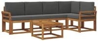 vidaXL Gartenlounge-Set Outdoor-Sofagarnitur mit Kissen 6 pcs Natur und...