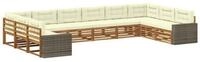 vidaXL Gartenlounge-Set Sofagarnituren mit Kissen 10 pcs Massivholz, (10-tlg)