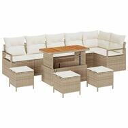 vidaXL Loungesofa Garten-Sofa-Set mit Kissen mit Speicher 10 pcs Beige und...