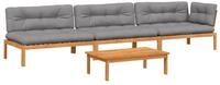 vidaXL Loungesofa 4-tlg. Garten-Sofagarnitur aus Paletten mit Kissen nholz, 1...