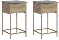 vidaXL Gartenstuhl Garten-Barhocker mit Kissen 2 Stk. Beige Poly Rattan (2 St)