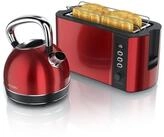 Arendo Fr&uuml;hst&uuml;cks-Set Edelstahl Wasserkocher 1,7l, 4-Scheiben Langschlitz Toaster,