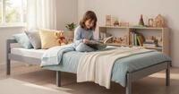 Homestyle4u Palettenbett 90x200 Jugendbett Kinderbett Grau Tagesbett Einzelbett