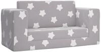 vidaXL Kindersofa, Kinder Schlafsofa 2-Sitzer Hellgrau mit Sternen Weicher...
