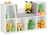 relaxdays Kinderregal B&uuml;cherregal mit Sitzkissen
