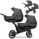 KUNERT Zwillings-Kombikinderwagen Kunert 2 in1 BOOSTER Graphite Zwillingskinderwagen,