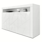 Vladon Sideboard Valencia 3D (Kommode, mit 3 T&uuml;ren und 1 offenem Fach), Wei&szlig;