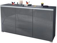 Vladon Sideboard Faro V1 (Kommode mit 2 T&uuml;ren & 4 Schubladen, Schrank mit LED