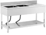 Royal Catering Edelstahlsp&uuml;le Sp&uuml;ltisch 160 x 60 cm 2 Becken je 40 x 40 cm...