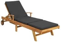 vidaXL Gartenliege Sonnenliege mit Kissen Massivholz Braun und Dunkelgrau, 1 St.
