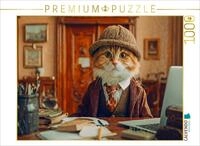 CALVENDO Puzzle CALVENDO Puzzle Detektiv Katze, 1000 Teile Lege-Gr&ouml;&szlig;e 64x48cm