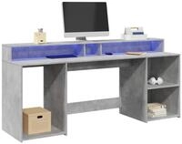vidaXL Schreibtisch, LED-Schreibtisch Betongrau 200x55x91 cm Holzwerkstoff