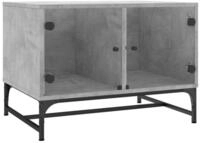 vidaXL Couchtisch Couchtisch mit Glast&uuml;ren Betongrau 68,5x50x50 cm (1-St)
