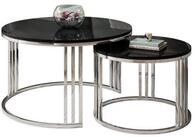 Lookway Couchtisch LORI 2in1 runder Couchtisch mit silber chrom gestell (2er...