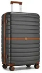 KONO Handgep&auml;ckkoffer Koffer Trolley ABS+PC Hartschalenkoffer braun|grau 76.5 cm