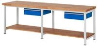RAU Werkbank Werkbank 2500x700x840-1040mm 2xSchublade-TA lichtgrau/enzianblau