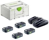 FESTOOL Energie Set TCL 6 DUO Doppel Schnellladeger&auml;t 10,8 V - 18 V (577017