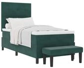 vidaXL Bett Boxspringbett mit Kopfteil Dunkelgr&uuml;n 200 x 100 cm Samt (1-tlg)