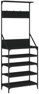 vidaXL Kleiderst&auml;nder Kleiderst&auml;nder mit Schuhablage Schwarz 70x34x184 cm, (1...