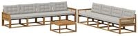 vidaXL Gartenlounge-Set Outdoor-Sofagarnitur mit Kissen 9 pcs Nat&uuml;rlich und