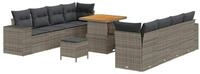 vidaXL Loungesofa Gartensofa-set mit Kissen mit Speicher 11 pcs Grau Poly-Rattan