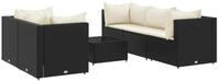 vidaXL Gartenlounge-Set 6-tlg. Garten-Lounge-Set mit Kissen Schwarz Poly Rattan,