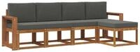vidaXL Gartenlounge-Set Outdoor-Sofagarnitur mit Kissen 5 pcs Natur und...