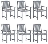 vidaXL Gartenstuhl Gartenst&uuml;hle mit Kissen 6 Stk. Massivholz Grau (6 St)