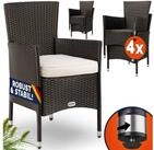 Casaria Gartenstuhl (4 St), Polyrattan 4er Set Stapelbar 7cm Auflagen 160kg