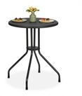 relaxdays Gartentisch Runder Gartentisch in Rattanoptik, schwarz